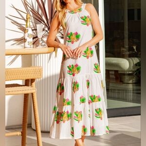 M NWT Brisara May Bengal Tiger Print Tasseled Maxi Dress